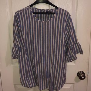 Izod button back striped blouse